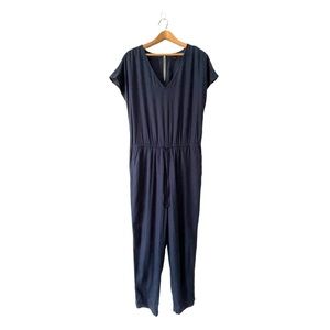 J. Crew Navy Blue Tie Waist Linen Jumpsuit Size Small